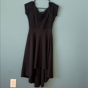 Lace top high to low off the shoulder dress